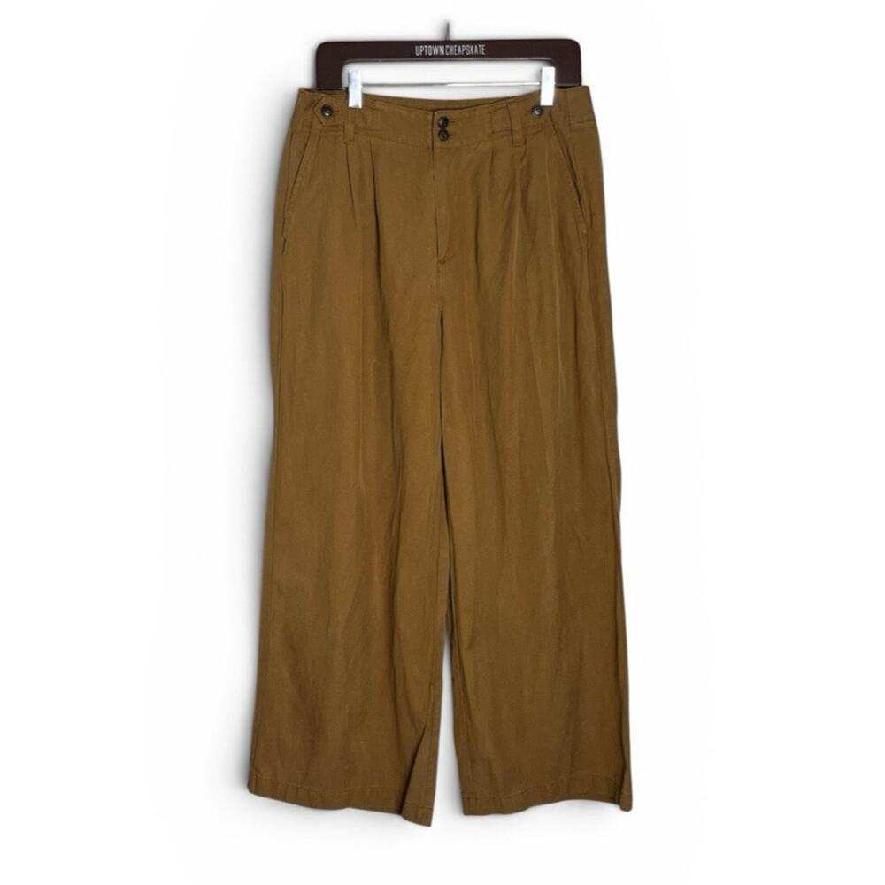 Madewell The Harlow Wide-Leg Pant 8 P Spiced Pleated Front Linen Blend Acorn Tan - Picture 3 of 15